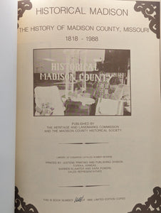 Historical Madison County Missouri State Local History 1818-1989 Genealogy Book
