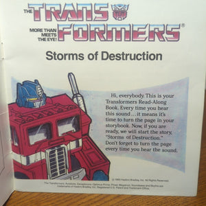 Transformers Hasbro Storms Of Destruction Vintage Kids Picture Story Book 1985
