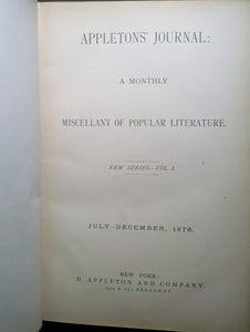 Appleton's Journal Lit Magazine Issues July-December 1876 Collection Bound Book