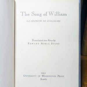 The Song Of William La Chanson Chancun de Guillaume Poem Book Edward Noble Stone