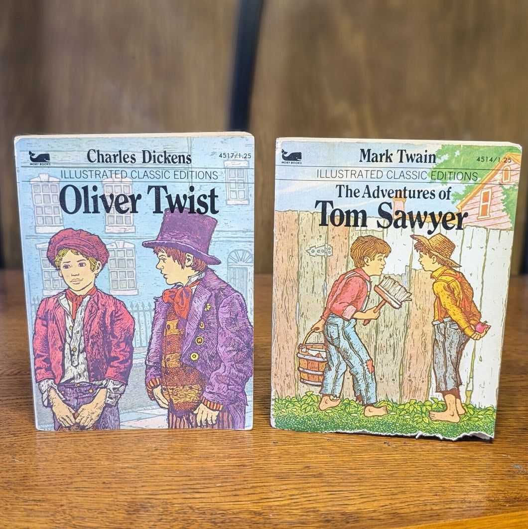 Oliver Twist The Adventures Of Tom Sawyer Moby Books Illustrated Classics Lot