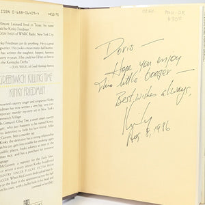Greenwich Killing Time by Kinky Friedman SIGNED Book First 1st Edition Hardcover