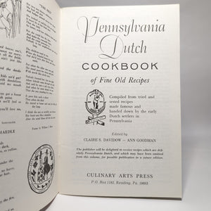 Vintage Pennsylvania Dutch Cookbook Fine Old Recipes Amish Mennonite 1979