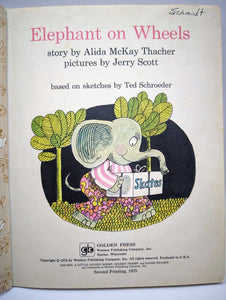 Elephant On Wheels Vintage Childrens Kids Little Golden Book Eager Reader 1975