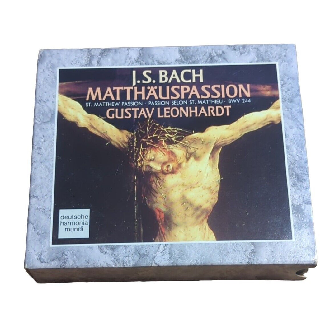 Rare J.S. Bach St. Matthew Passion 3 CD Box  Booklet Gustav Leonhardt Boys Choir