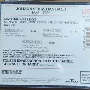 Rare J.S. Bach St. Matthew Passion 3 CD Box  Booklet Gustav Leonhardt Boys Choir
