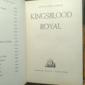Kings Blood Kingsblood Royal Sinclair Lewis 1947 Vintage Hardcover Novel Book DJ