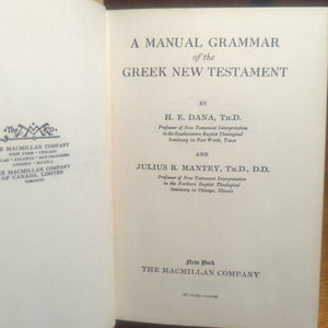 Vintage A Manual Grammar Of The Greek New Testament Bible Study Book Dana Mantey