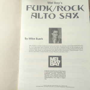 Mel Bay Funk Rock Alto Sax Saxophone Music Instrument Instruction Song Book