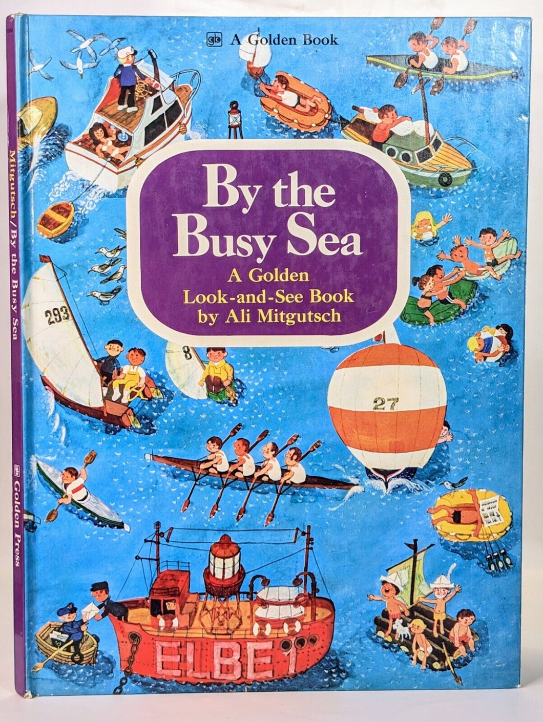 By The Busy Sea RARE Vintage Big Golden Press Childrens Look And See Book 1973