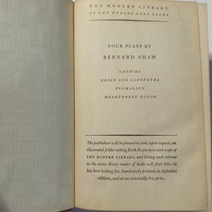 4 Four Plays By George Bernard Shaw Pygmalion Modern Library Vintage Hardcover