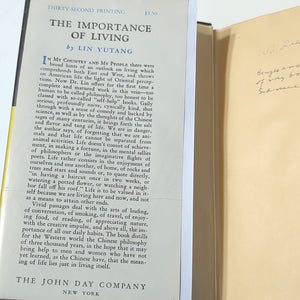 The Importance Of Living By Lin Yutang 1937 Vintage Hardcover John Day w DJ Book