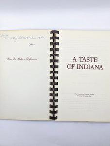 A Taste Of Indiana State Hoosier Midwest Vintage 80s Cookbook 1st Edition Recipe