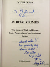 Load image into Gallery viewer, Mortal Crimes by Nigel West SIGNED First Edition Book Manhattan Project History
