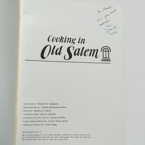 Cooking In Old Salem North Carolina Vintage Colonial Williamsburg Cookbook Book