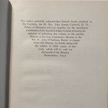 Load image into Gallery viewer, San Juan Capistrano Mission Church California History 1st Edition Fr. Engelhardt
