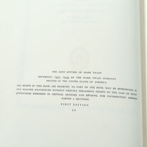 Vintage The Love Letters Of Mark Twain 1st First Edition Hardcover 1949 Book DJ