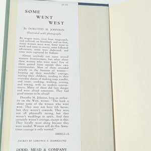 Some Went West Dorothy M Johnson Vintage Women Homesteading Settler History Book