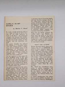Garlic In My Shoes By Marion Sherrard Oneal First 1st Edition 1969 Rare Book