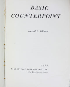 Basic Counterpoint by Harold F. AtKisson Vintage Music Textbook 1956 McGraw-Hill