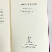 Load image into Gallery viewer, Dante Gabriel Rossetti&#39;s Poems Poetry Vintage Everymans Library Dent No 627 Book

