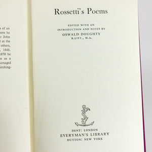 Dante Gabriel Rossetti's Poems Poetry Vintage Everymans Library Dent No 627 Book
