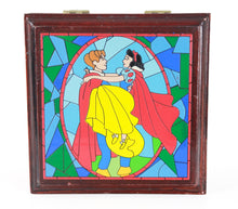 Load image into Gallery viewer, Disney Snow White and Prince Stained Glass Cherry Wood Wooden Jewelry Box RARE
