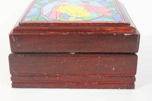 Disney Snow White and Prince Stained Glass Cherry Wood Wooden Jewelry Box RARE