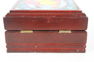 Disney Snow White and Prince Stained Glass Cherry Wood Wooden Jewelry Box RARE