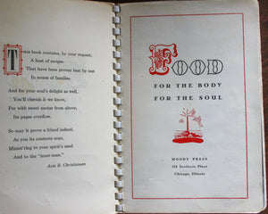 FOOD FOR THE BODY SOUL by Mrs. Frances Youngren Vintage Cookbook 1940s Cook Book