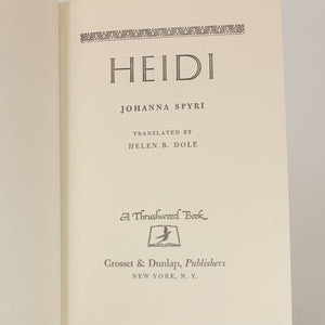Heidi by Johanna Spyri Antique Vintage Hardcover Thrushwood Books 1927 Old Novel