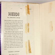 Load image into Gallery viewer, Heidi by Johanna Spyri Antique Vintage Hardcover Thrushwood Books 1927 Old Novel
