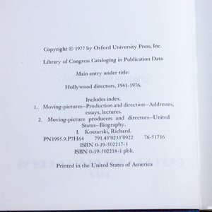 Hollywood Directors 1941-1976 List Biography Book by Richard Koszarski Hardcover