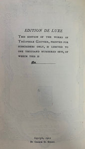 The Works of Theophile Gautier Vol XI Militona Jack and Jill Limited ED Antique