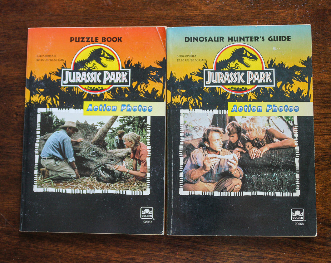 Jurassic Park Vintage Movie Book Dinosaur Hunters Guide Puzzle Action Photo 1993