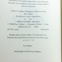 Load image into Gallery viewer, The Kill Artist by Daniel Silva 1st Edition Hardcover Hardback Novel Book 2000
