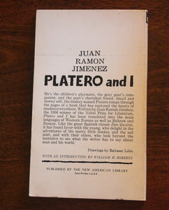 Platero and I by Juan Ramon Jimenez Vintage Signet Classics Paperback 1960 Book