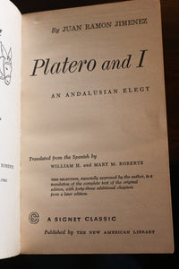 Platero and I by Juan Ramon Jimenez Vintage Signet Classics Paperback 1960 Book