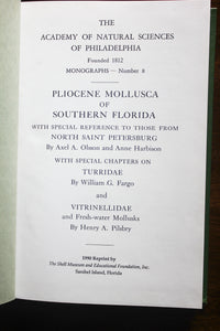 PLIOCENE MOLLUSCA of SOUTHERN FLORIDA Shell Mollusk Guide Book Encyclopedia