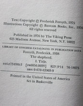 Load image into Gallery viewer, THE SHEPHERD by Frederick Forsyth First Edition 1st Printing Hardcover 1976 Book
