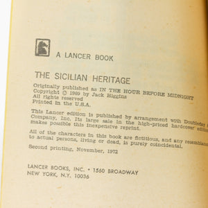 The Sicilian Heritage In the Hour Before Midnight Jack Higgins Vintage Paperback