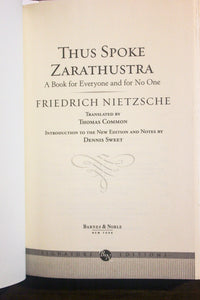 Thus Spoke Spake Zarathustra Friedrich Nietzsche Hardcover BN Signature Edition