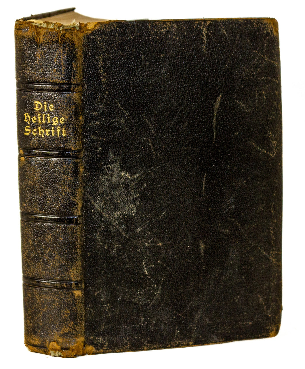 Vintage Leather Bound Old German Holy Bible Die Heilige Schrift Leatherbound