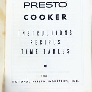 Presto pressure clearance cooker recipe booklet