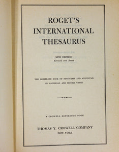 Vintage Roget's International Thesaurus Thomas Y. Crowell 1956 Hardcover New ED