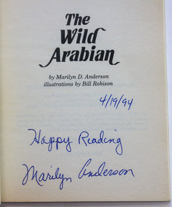 The Wild Arabian by Marilyn D. Anderson SIGNED Vintage Childrens Kids Horse Book